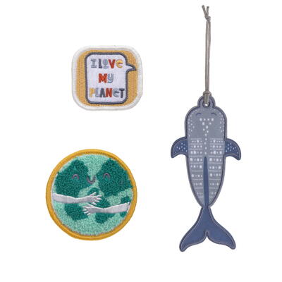 Lssig School Patches-Set, 3-teilig, 2 Patches + 1 Anhnger, Planet