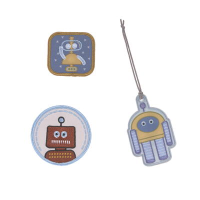 Lssig School Patches-Set, 3-teilig, 2 Patches + 1 Anhnger, Robot