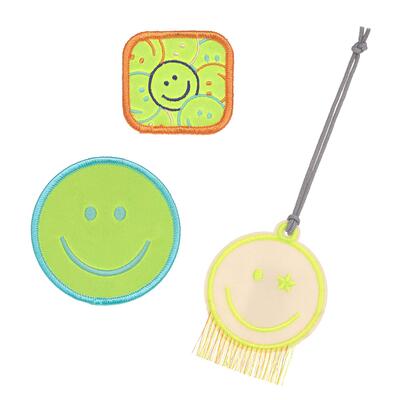 Lssig School Patches-Set, 3-teilig, 2 Patches + 1 Anhnger, Smile