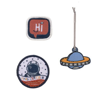 Lssig School Patches-Set, 3-teilig, 2 Patches + 1 Anhnger, Space