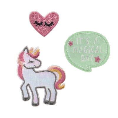 Lssig Textil Sticker-Set, 3-teilig, Unicorn