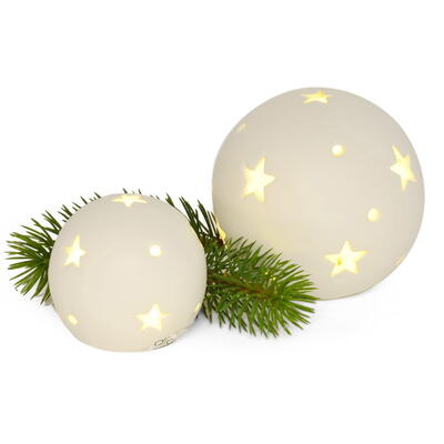 LED-Kugel mit Sterne, Lichtkugel, Sternkugel, Weihnachtsdeko, Dekokugel beleuchtet