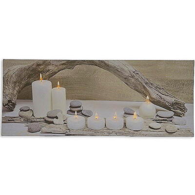 LED Leinwand Stimmungsbild See und Kerzen, LED Bilder