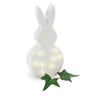 LED-Porzellanhase, Hase aus Porzellan, Osterhase, Hase, Osterdeko, Keramik-Hase, beleuchteter Hase