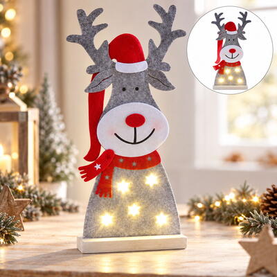 LED-Rentier, Elch beleuchtet, LED-Elch, Weihnachtsdeko, Filz-Rentier, Filz-Elch