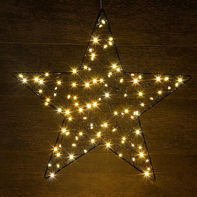 LED Stern zum Hängen schwarz für den Innen- und Außenbereich, Lichterkette Stern, LED Weihnachtsstern, Weihnachtsdeko