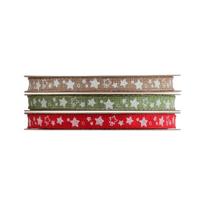 Leinen-Druckband Stars, Weihnachtsband, Leinenband, Dekorband, Schleifenband