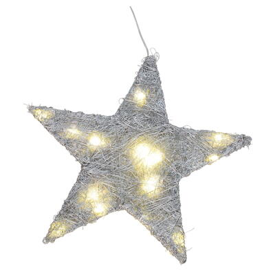 Lichtdeko Stern silber, LED-Stern, Metall-Stern silber, Weihnachtsdeko, Stern beleuchtet, Fensterdeko
