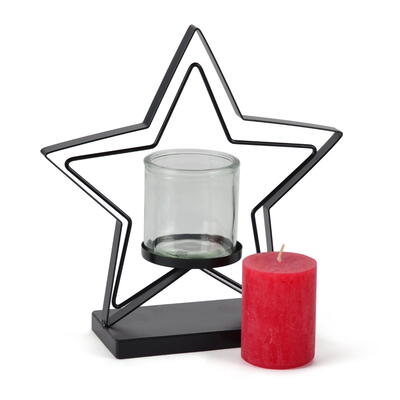Metall-Kerzenhalter Doppelstern, Kerzenleuchter Stern, Kerzenstnder Stern, Metallstern mit Glas fr Kerze, Weihnachtsdeko, Meta