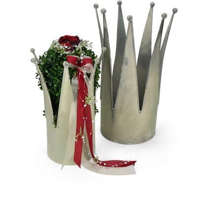 Metall-Kronen-Set antik grn, Krone, Deko-Krone, Pflanzgef Krone, Metalltopf, bertopf Krone