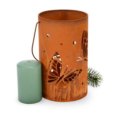 Metall-Windlicht Rost, Windlicht Rost Optik, Rostdeko, Kerzenhalter, Kerzenstnder Metall Rost