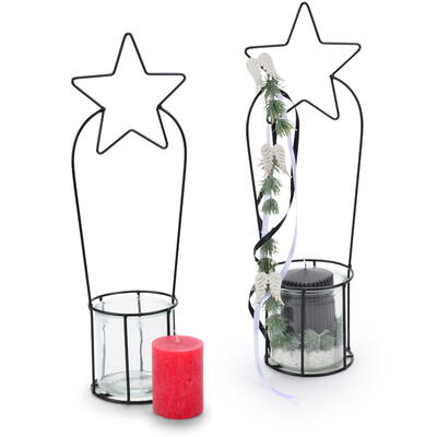 Metall-Windlicht Wald mit Glas, Kerzenglas, Windlicht aus Metall, Deko-Glas, Kerzenhalter, Metalldeko, Weihnachtsdeko, Windlicht