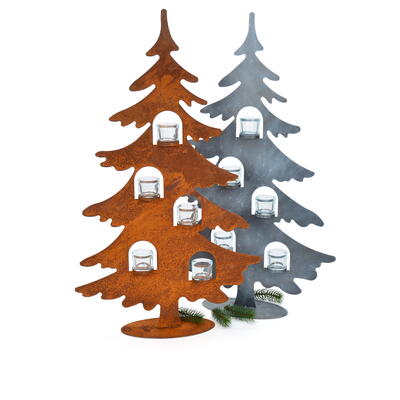 Metallbaum mit Teelichtgläser grau, Dekobaum, Weihnachtsdeko, Weihnachtsbaum