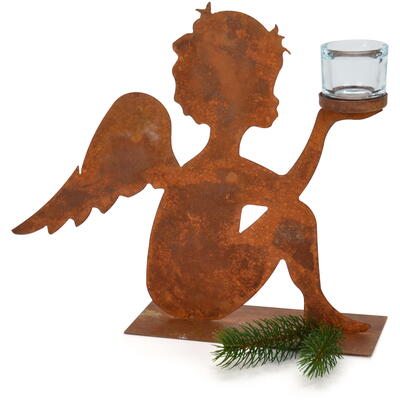 Metallengel mit Kerzenglas, Rostengel, Weihnachtsdeko, Windlicht Engel aus Rost, Weihnachtsdeko