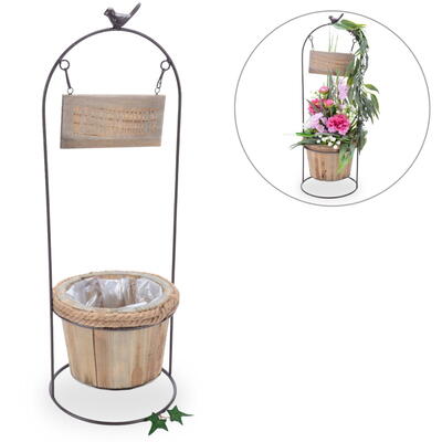 Metallgestell Willkommen mit Pflanztopf, Metallst�nder mit Topf, Metall-Pflanzhalter