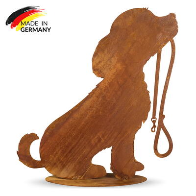 Metallhund Bodenplatte, Rost-Hund, Gartenfigur, Gartendeko, Rostdeko, Hund Rost
