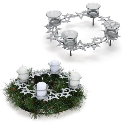 Metallkranz zum Stecken, Adventskranz, Weihnachtsdeko, Kerzenglas für Adventskranz