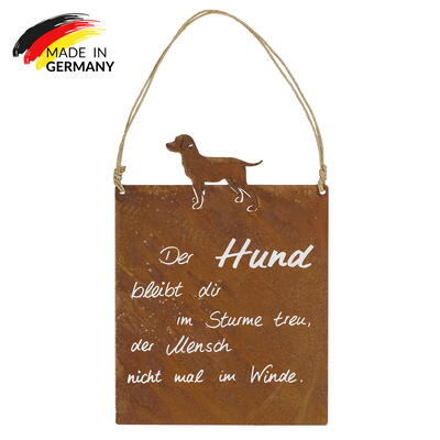 Metallschild Hund, Rostdeko, Rostschild, Blechschild, Schild aus Edelrost, Wanddekoration