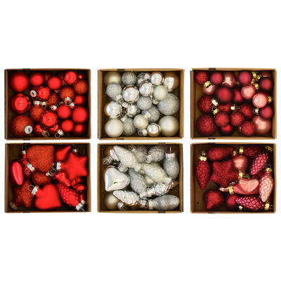 Mini-Sortimente Kugeln + Formen, Baumschmuck-Sortiment, Weihnachtskugeln aus Glas, Christbaumkugeln, Glaskugel Weihnachtsdeko