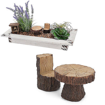 Miniatur Tisch und Stuhl in Holzoptik