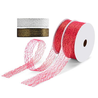 Netzband, Glanz-Netzband, Weihnachtsband, Glitzerband, Dekorband, Geschenkband, Bnder, Zierband