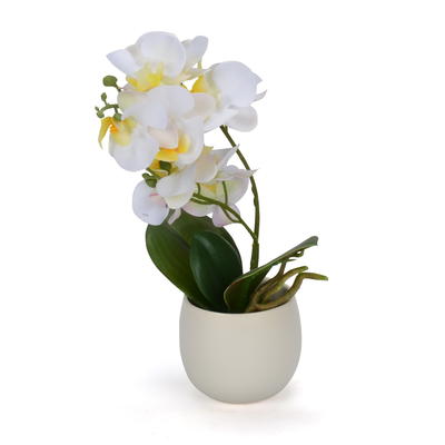 Orchidee im Keramiktopf, Topfpflanze knstlich, Kunstblume