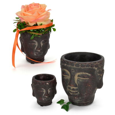 Pflanzgef Buddhakopf, Buddha, Pflanztopf, Zementtopf, Buddha-Deko