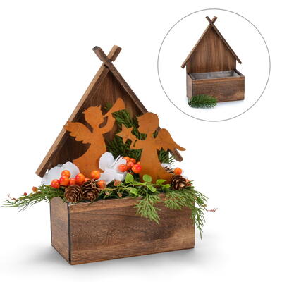 Pflanzkiste, Holz-Pflanzkiste, Holzkiste Haus, Pflanzgef Haus, Holzhaus zum Bepflanzen, bertopf