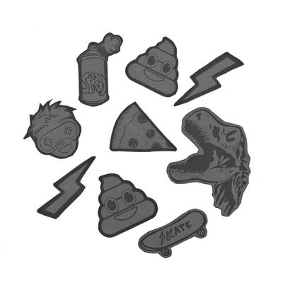 Reflektierendes Sticker-Set StickyRicky, black, selbstklebende Textil-Sticker