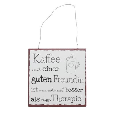 Schild, Blechschild, Metallschild, Schild mit Spruch, Schild Kaffee mit Freundin, Spruchschild