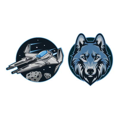 Schneiders Patches 2-teilig, Spaceship + Wolf