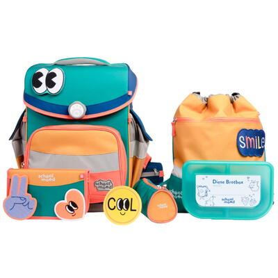 School Mood Timeless Pro, 6-teiliges Schulranzen-Set, Happy Emerald (Happy Colours Collection)