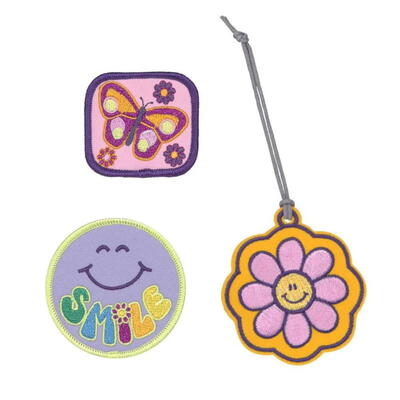 School Patches-Set, 3-teilig, 2 Patches + 1 Anh�nger, Flowers
