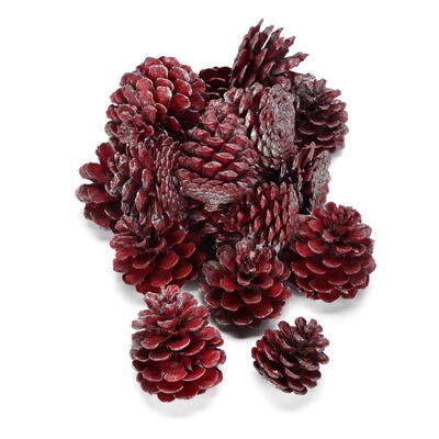 Schwarzkiefer-Zapfen rot-silber metallic, Zapfen, Tannenzapfen, Kieferzapfen, Weihnachtsdeko