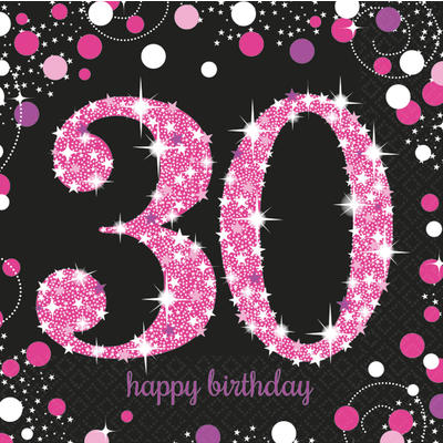 Servietten pink Zahl 30, Party Deko, Dekorationen zum Geburtstag, Geburtstagsdekorationen, Partydekorationen