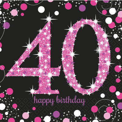 Servietten pink Zahl 40, Party Deko, Dekorationen zum Geburtstag, Geburtstagsdekorationen, Partydekorationen
