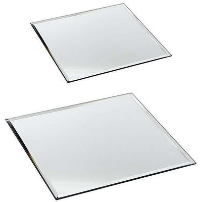 Spiegeluntersetzer quadratisch mit Facettenschliff, Dekospiegel, Tischdeko