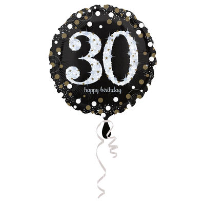 Standard Sparkling Gold- Folienballon  30, 43 cm, Ballon, Luftballon, Party Deko, Partydekorationen, Geburtstag
