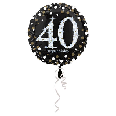 Standard Sparkling Gold- Folienballon  40, 43 cm, Ballon, Luftballon, Party Deko, Partydekorationen, Geburtstag