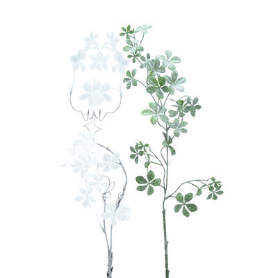 Sternblatt-Zweig beschneit, Bltterzweig, Kunstblume, Weihnachtsdeko, Blattwerk.