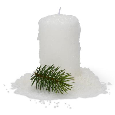 Stumpenkerze Schnee, Kerze, Winterkerze, Adventskerze, Weihnachtskerze