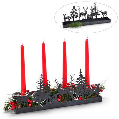 Tablett Waldszene, Dekotablett Winter, Metalldeko, Waldszene Metall, Winterdeko