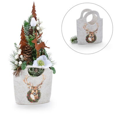 Tasche aus Filz, Filztasche, Pflanztasche, Dekotasche, Weihnachtsdeko, Winterdeko