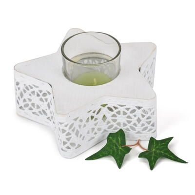 Teelichthalter Stern mit Glas, Kerzenhalter, Kerzenstnder,Metallstern mit Kerzenglas, Stern, Weihnachtsdeko