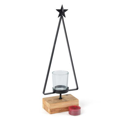 Teelichthalter Tannenbaum, Dekobaum mit Kerzenglas, Deko-Tanne, Metallbaum, Metalldeko, Weihnachtsdeko
