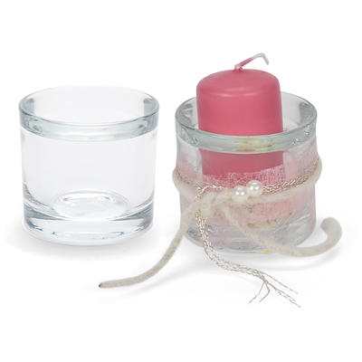 Teelichthalter aus Glas, Kerzenglas, Windlicht, Glas-Windlicht, Kerzenhalter