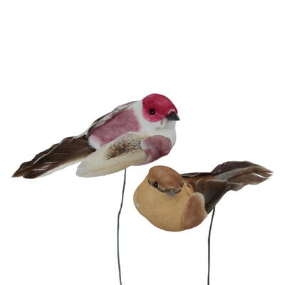 Vogel Kiki, Dekostecker Vogel, Vogel am Draht, Vogel aus Styropor mit Federn, Frhlingsdeko