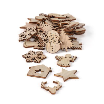 Weihnachts-Mix aus Holz, Weihnachts-Streuer, Streuartikel Winter, Holzstreuer Weihnachten