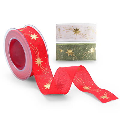 Weihnachtsband ,Band, Bnder, Weihnachten, Geschenkband, Geschenkband mit Sternen, Dekorband mit Sternen, Dekorband, Schleifenba