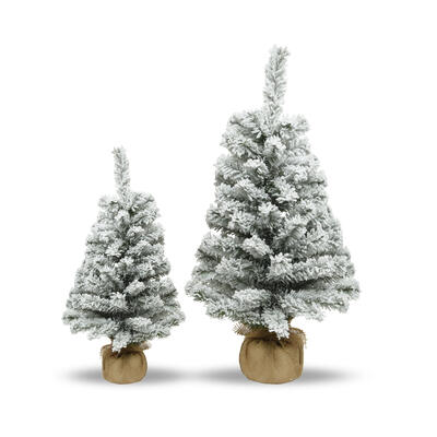 Weihnachtsbaum im Jutesack, beschneite Deko-Tanne, knstlicher Tannenbaum